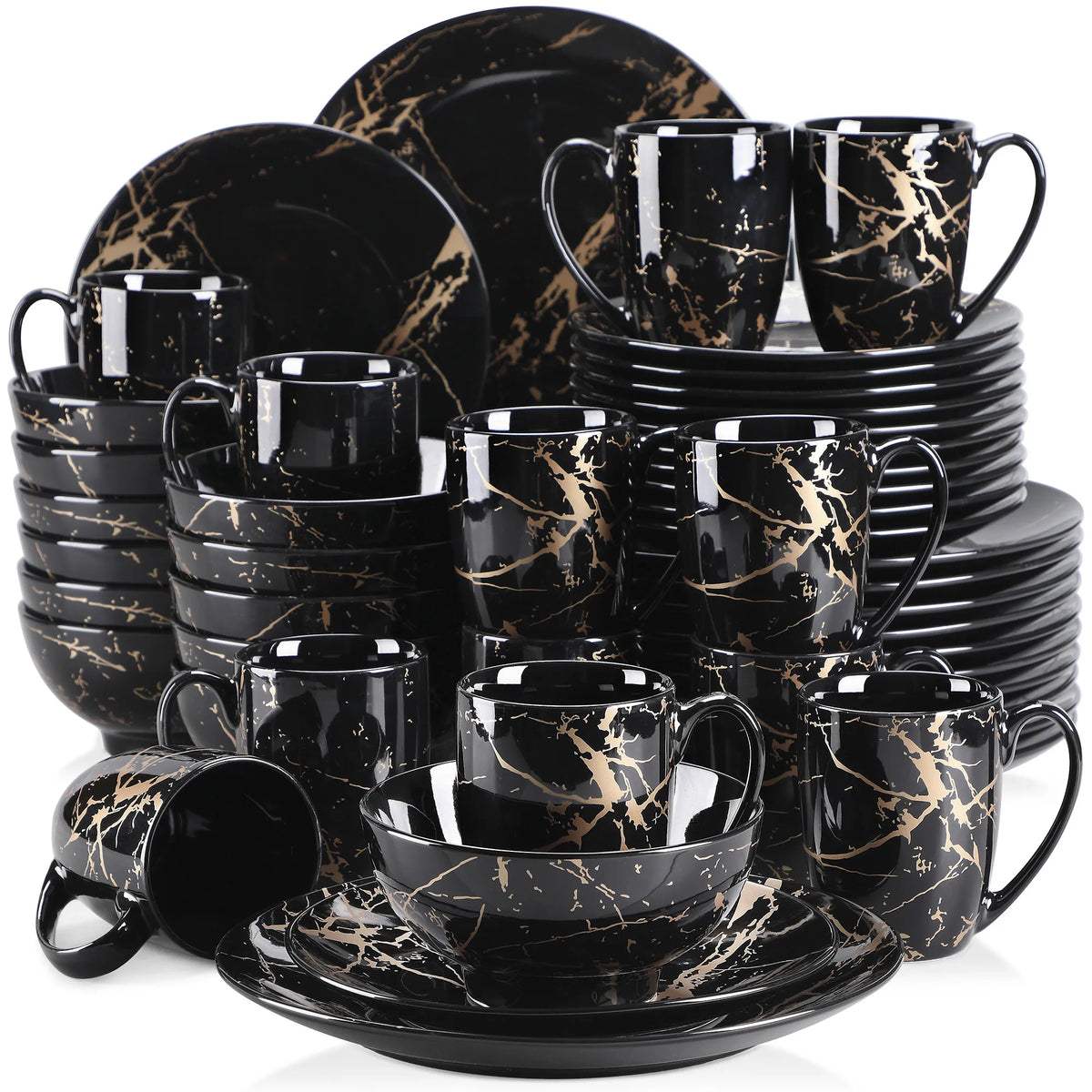 MALACASA Porcelain Dinnerware Set With Plates Bowls And Cups