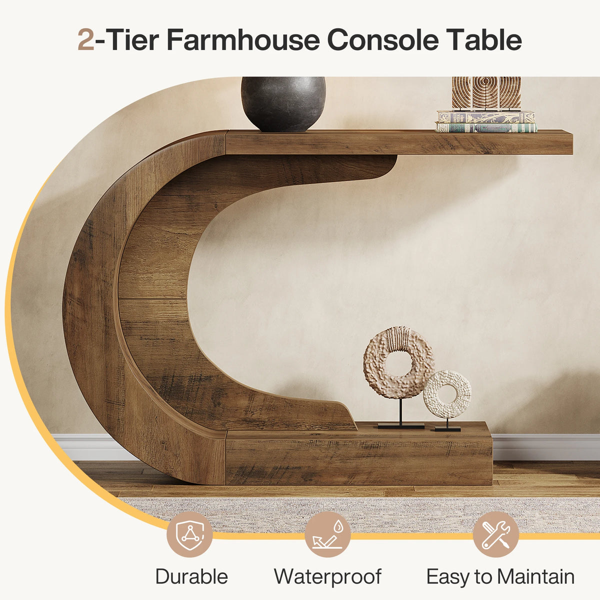 Tribesigns Mid-Century Modern Wooden Console Table With Storage