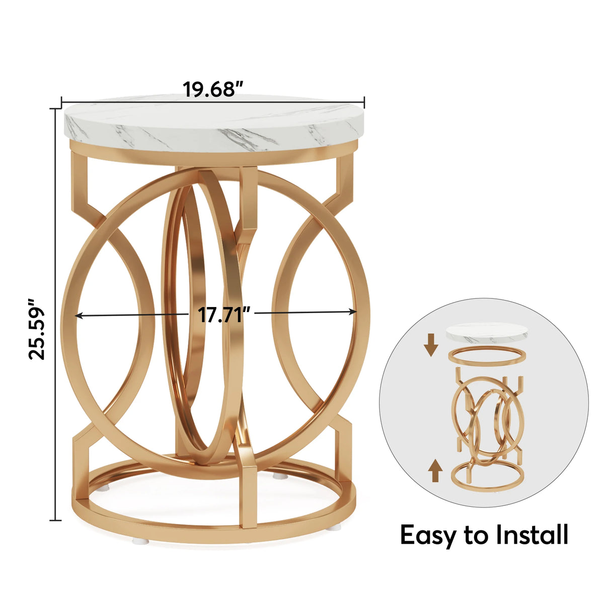 Tribesigns Modern Round End Table With Thick Wood Top