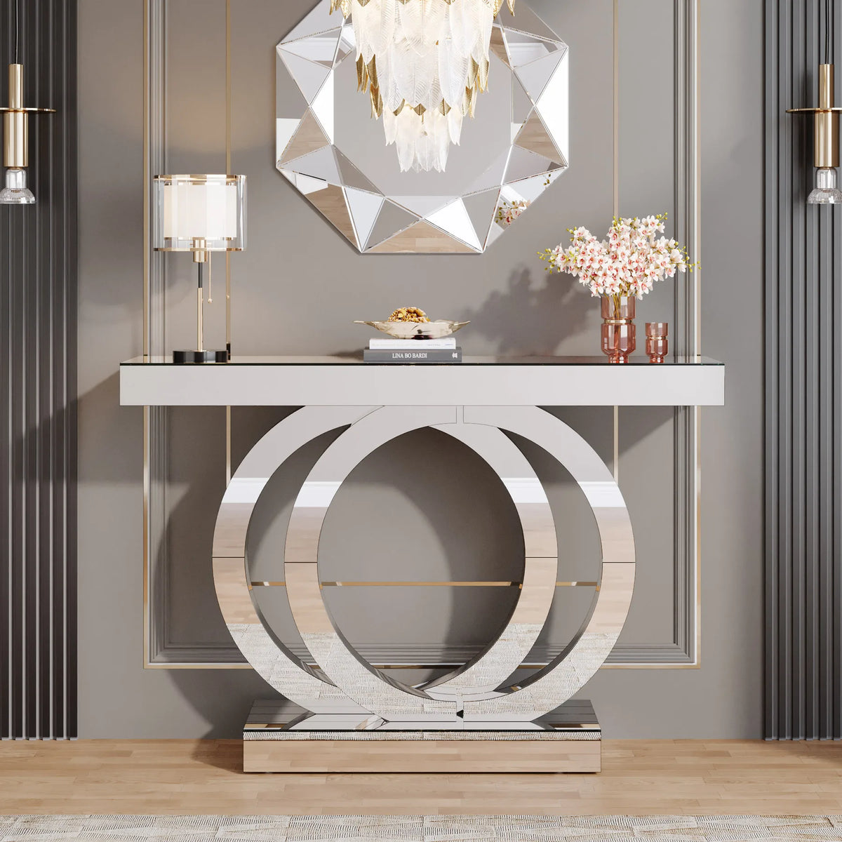 Tribesigns Modern Mirrored Console Table For Hallway Entry