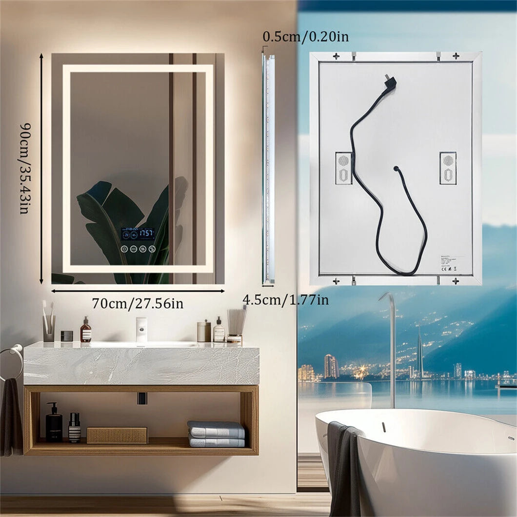 Borwart Smart LED Wall Mount Bathroom Mirror Bluetooth Defogging Tech