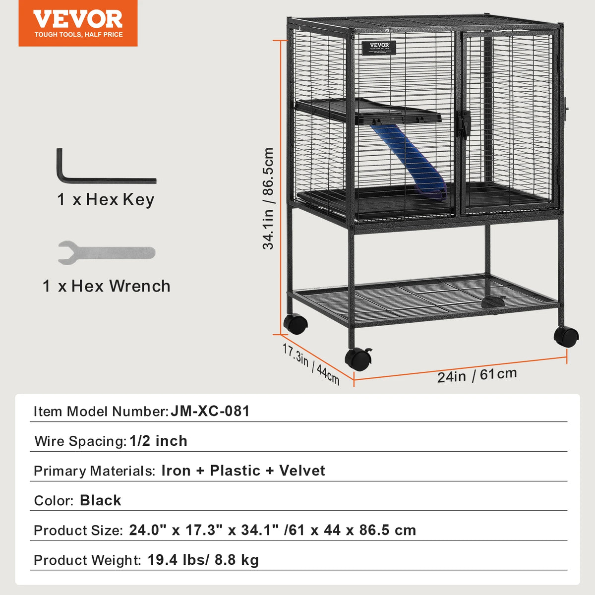 SucceBuy Rolling Metal Small Animal Cage With Four Tier Design