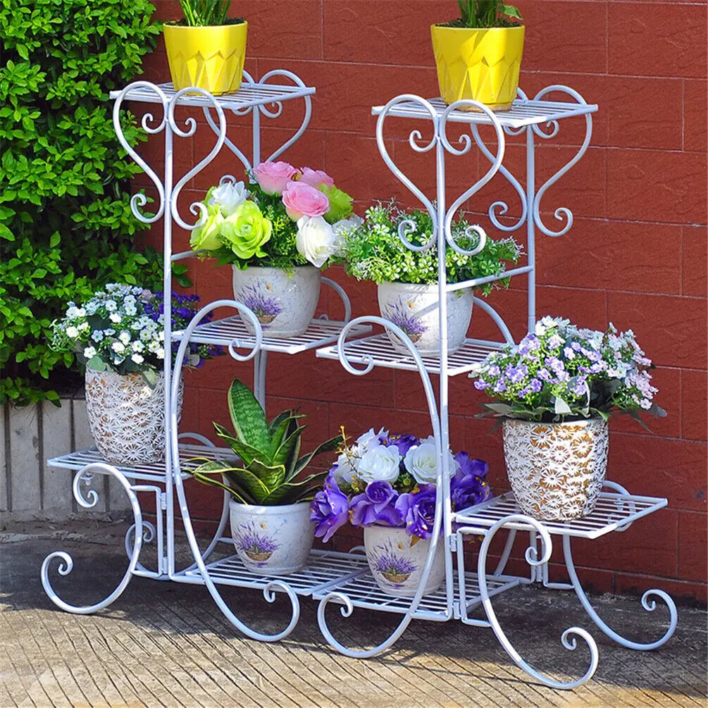 4 Tier Metal Plant Stand for Indoor Outdoor Flower Pot Display Rack