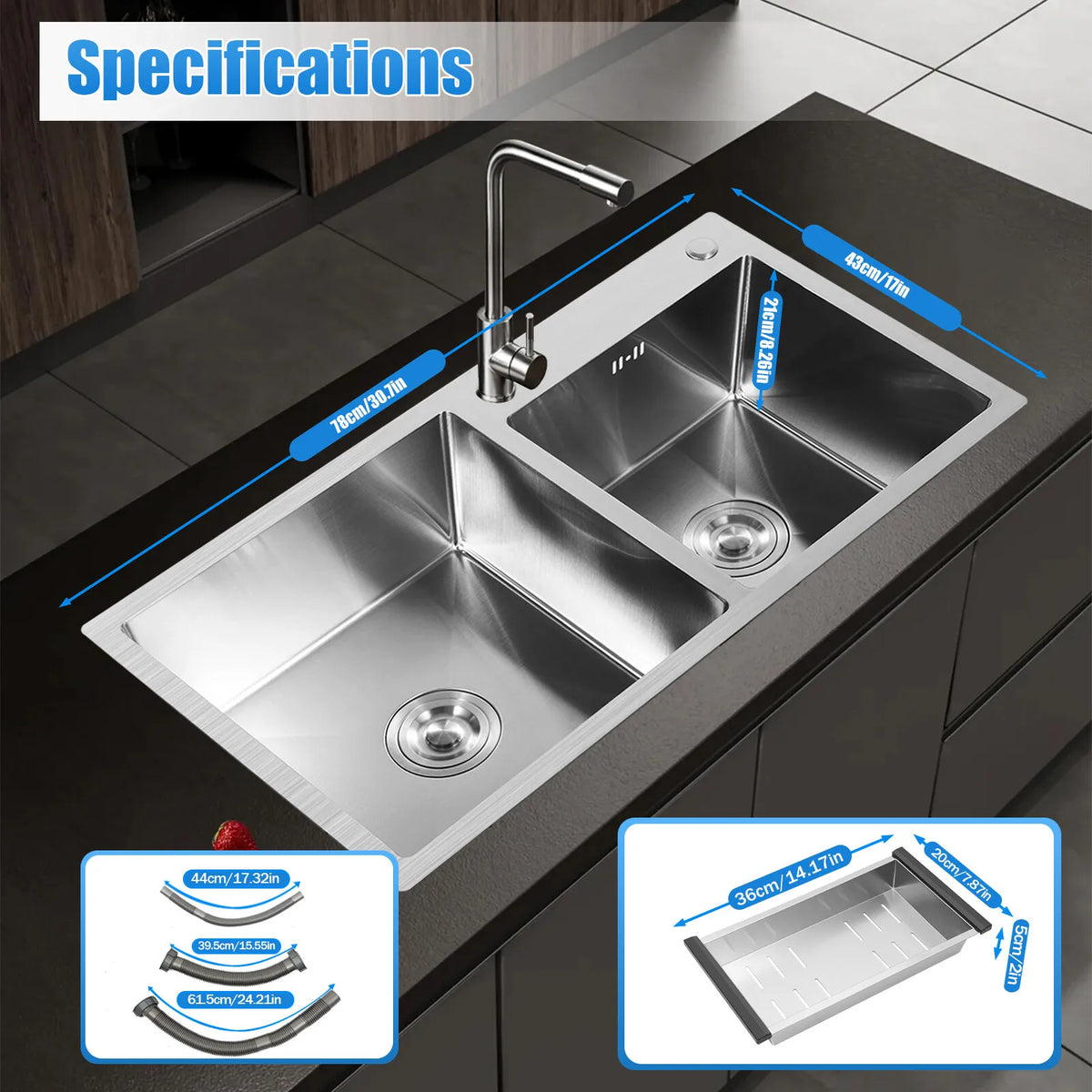 Stainless Steel Double Bowl Drop-In Kitchen Sink