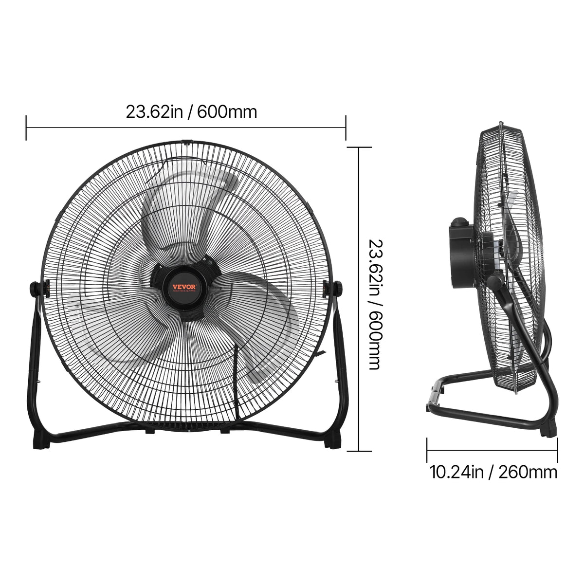SucceBuy High Velocity Industrial Floor Fan With Adjustable Tilt