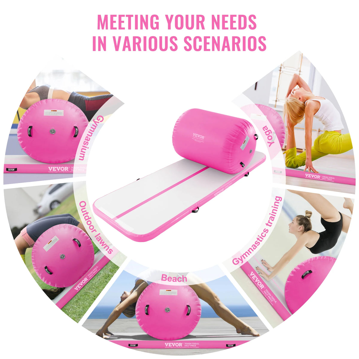 SucceBuy Inflatable Gymnastics Tumble Track Mat With Electric Pump