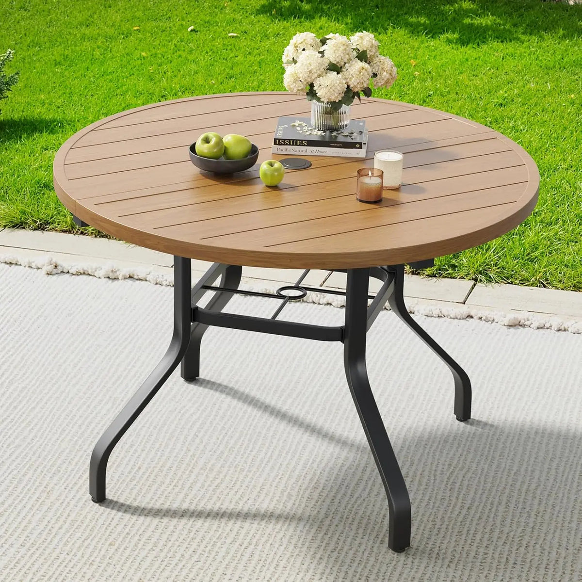 FARINI 41 Inch Round Metal Outdoor Patio Dining Table
