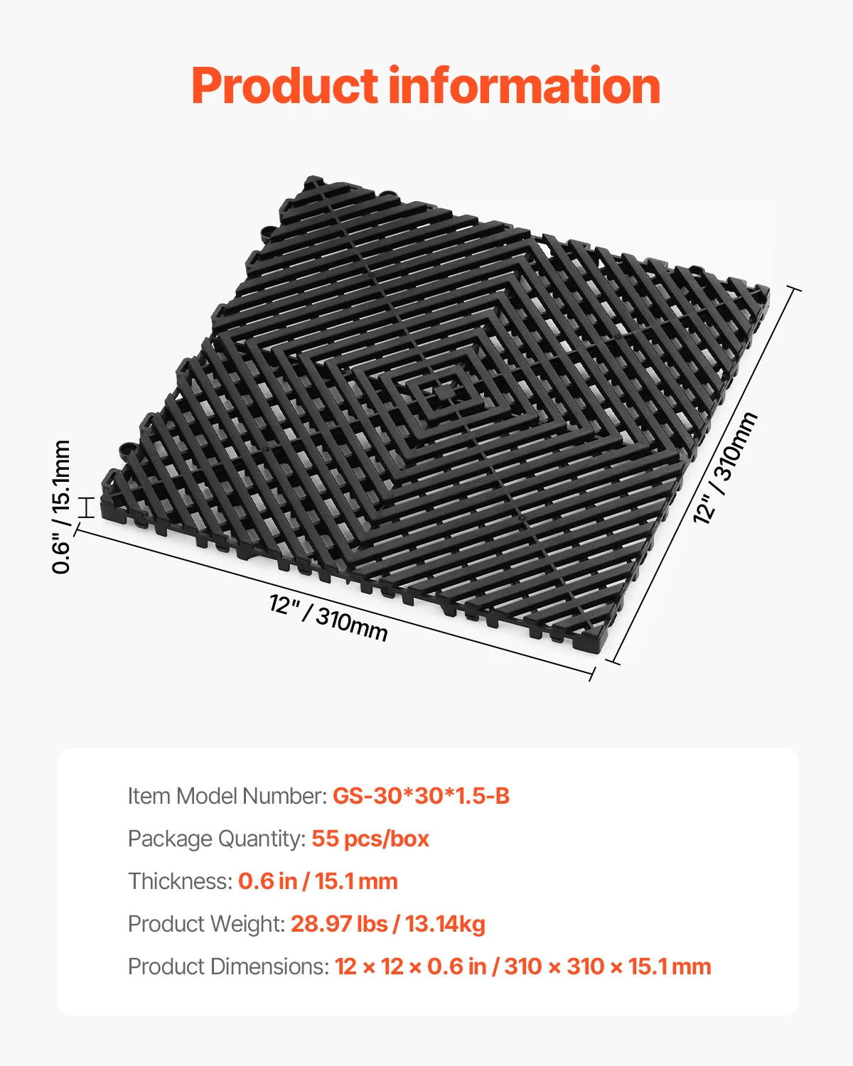 Interlocking Non Slip Drainage Floor Tile Mat For Bathroom Use