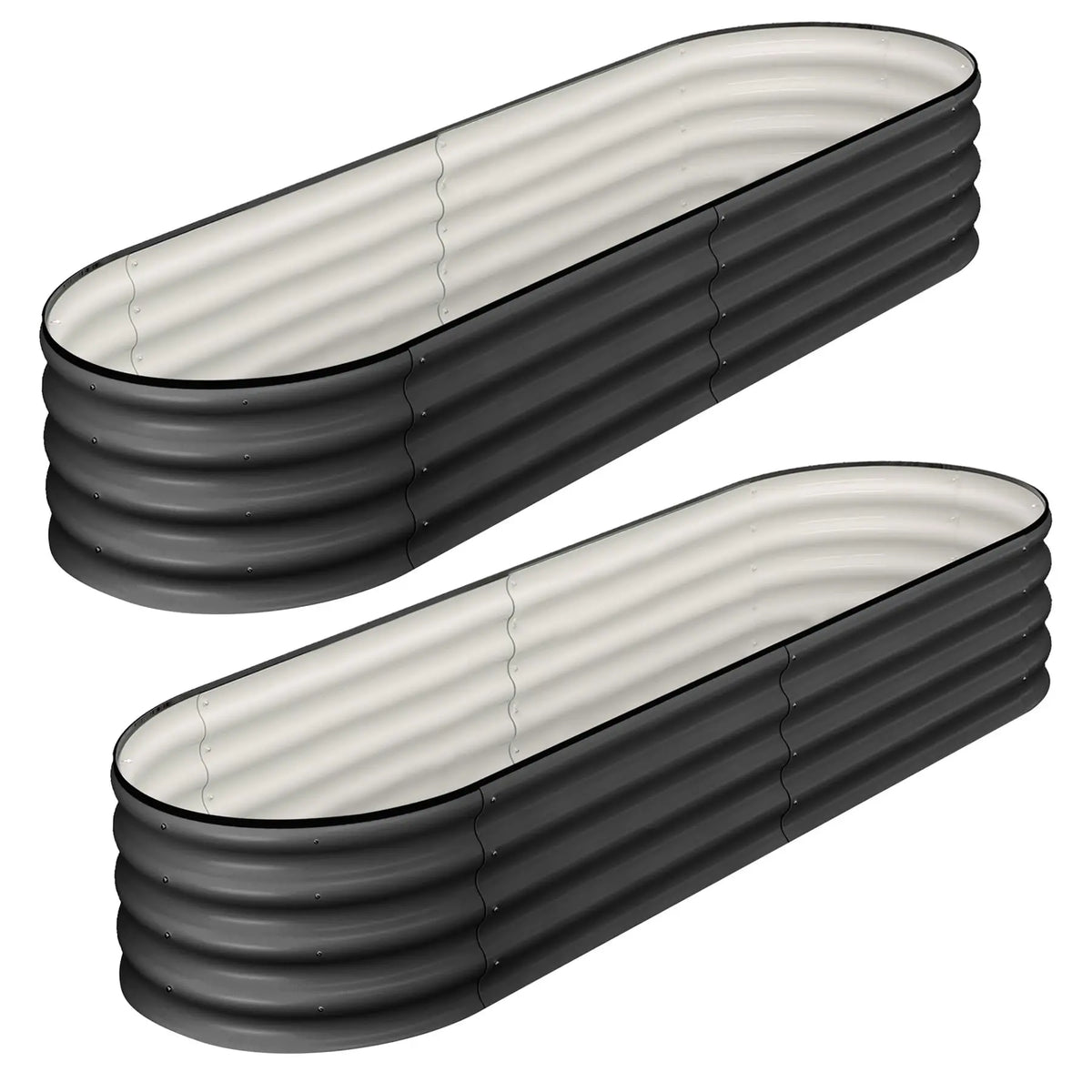 Himiss 2 Pack Galvanized Metal Oval Raised Garden Bed Planter