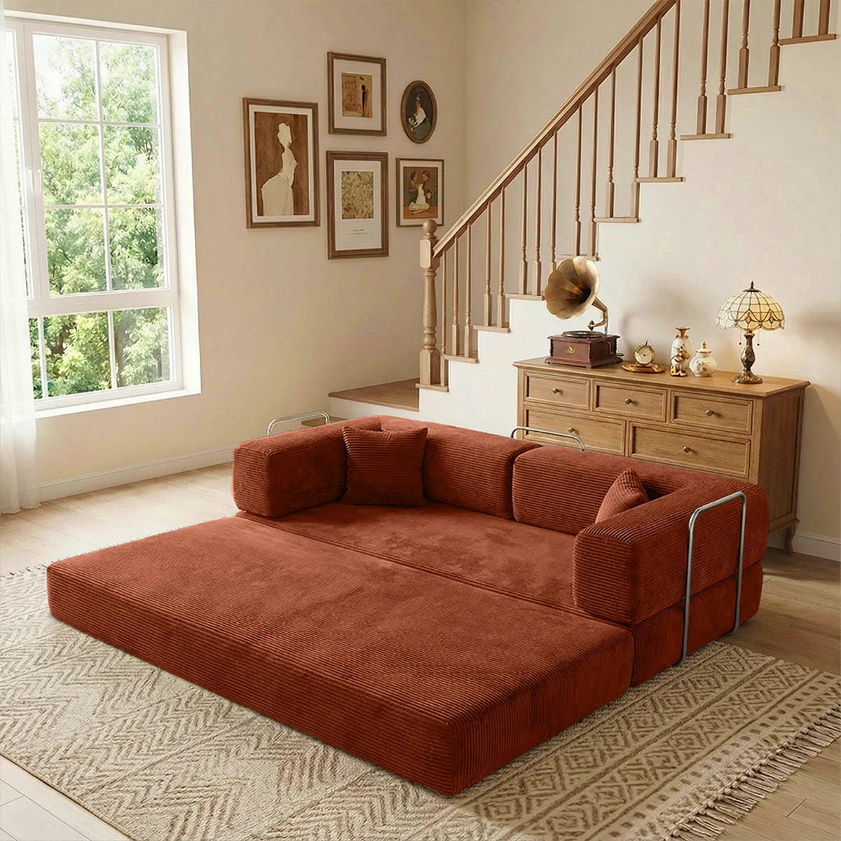 YQzyphyna Modern Convertible Futon Sofa Bed For Living Room