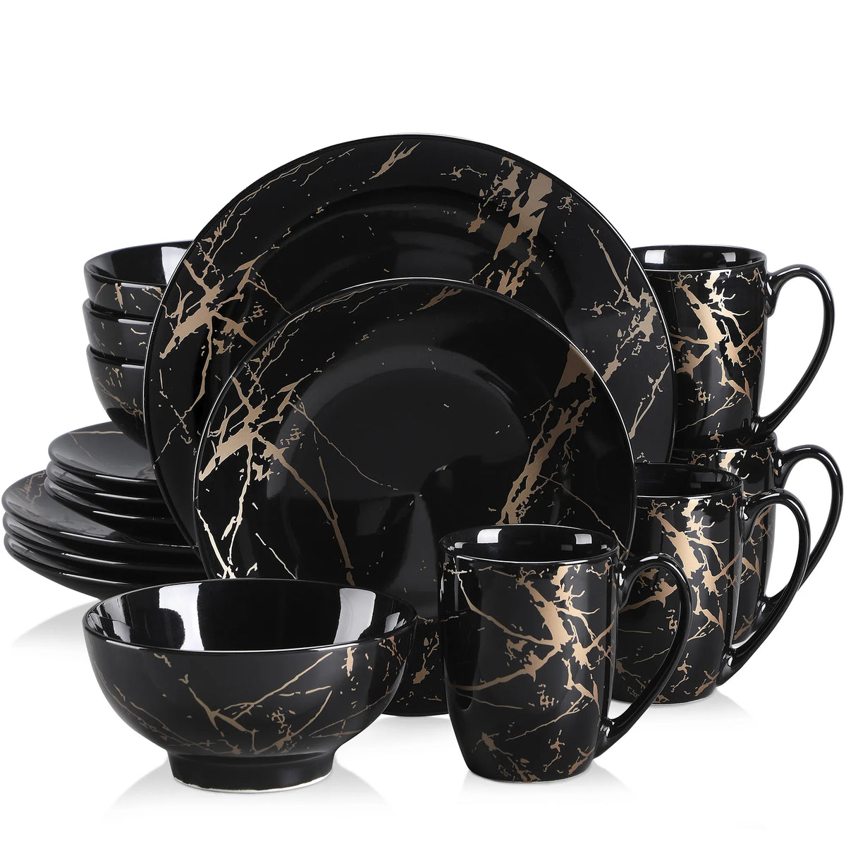 MALACASA Porcelain Dinnerware Set With Plates Bowls And Cups