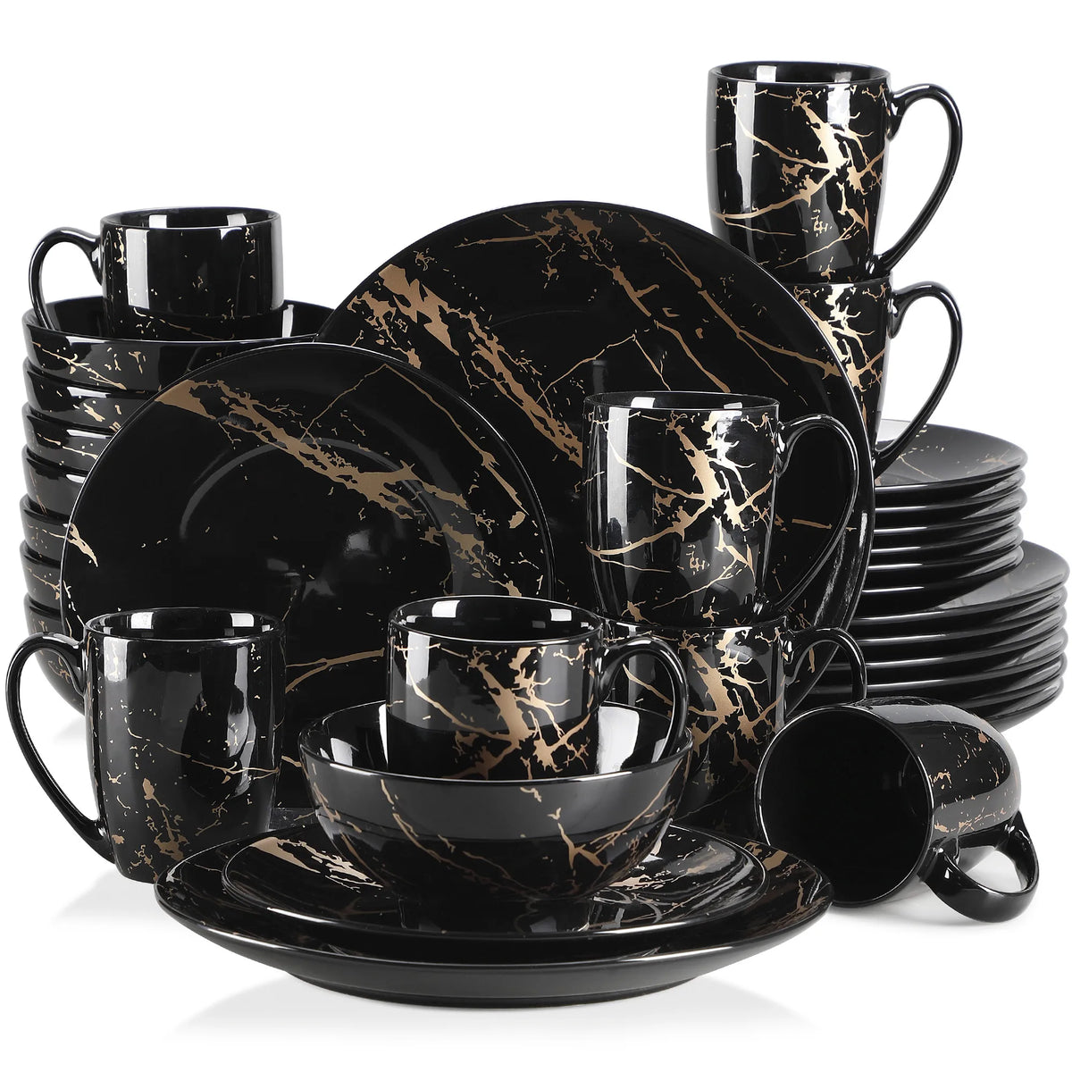 MALACASA Porcelain Dinnerware Set With Plates Bowls And Cups