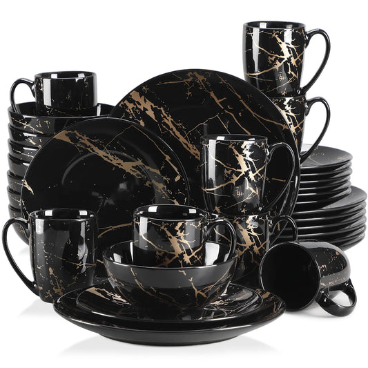 MALACASA Porcelain Dinnerware Set With Plates Bowls And Cups
