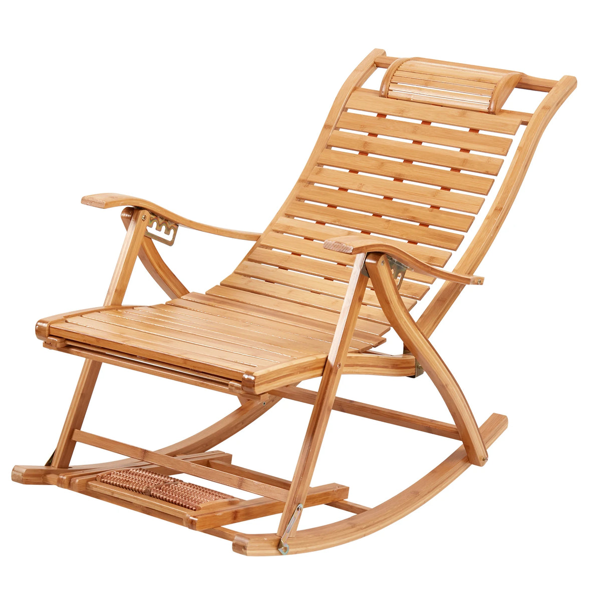 Bingopaw Foldable Bamboo Rocking Chair For Indoor And Outdoor