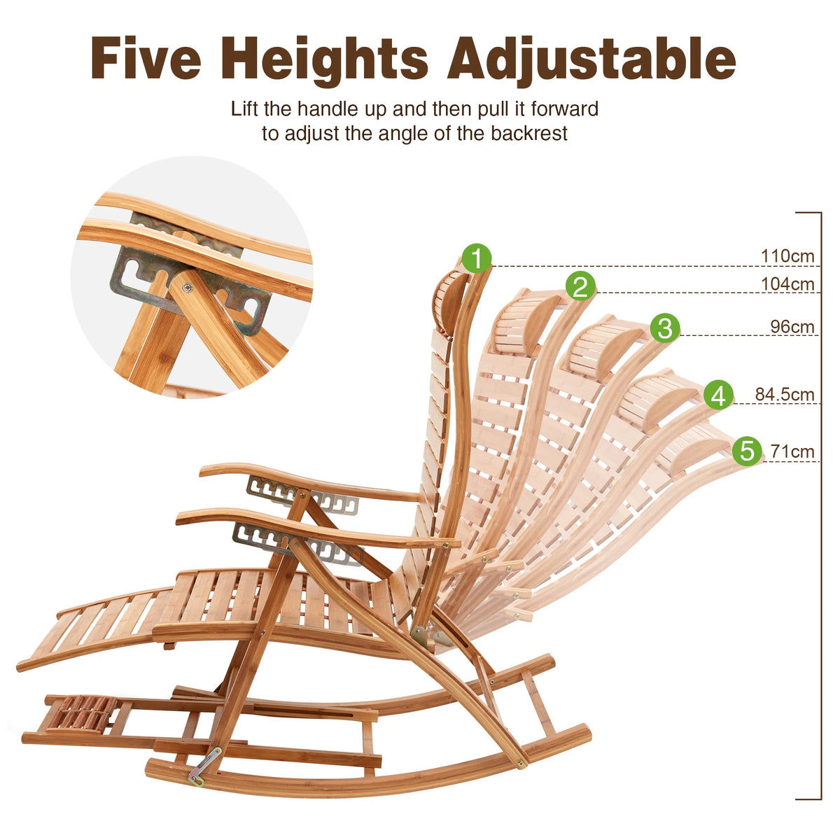 Bingopaw Foldable Bamboo Rocking Chair For Indoor And Outdoor