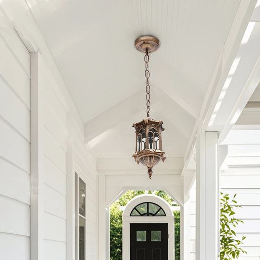 Vintage Waterproof Outdoor Ceiling Pendant Light With Antique Bronze Finish