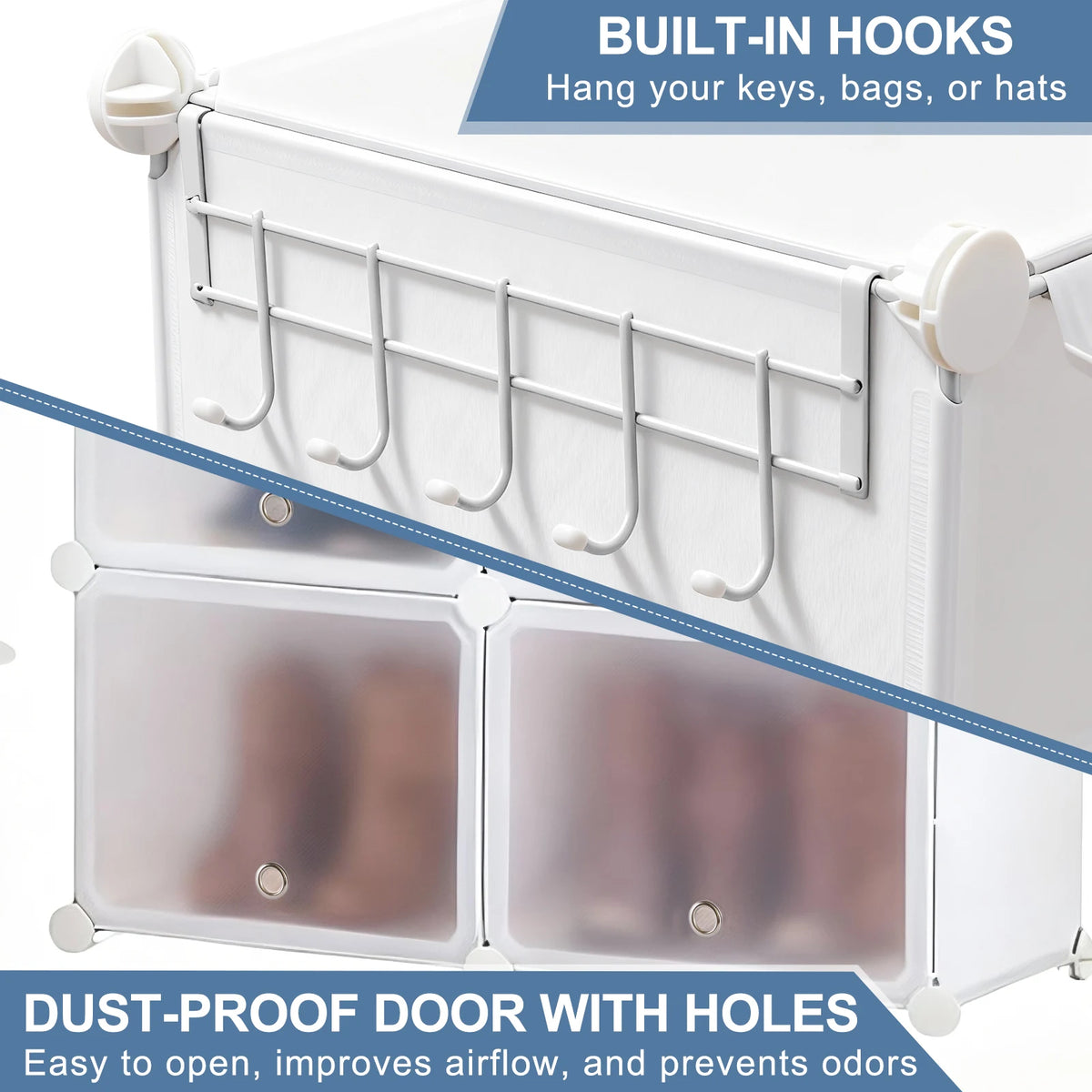 Jhk 8 Tier Stackable Shoe Storage Cabinet With Doors