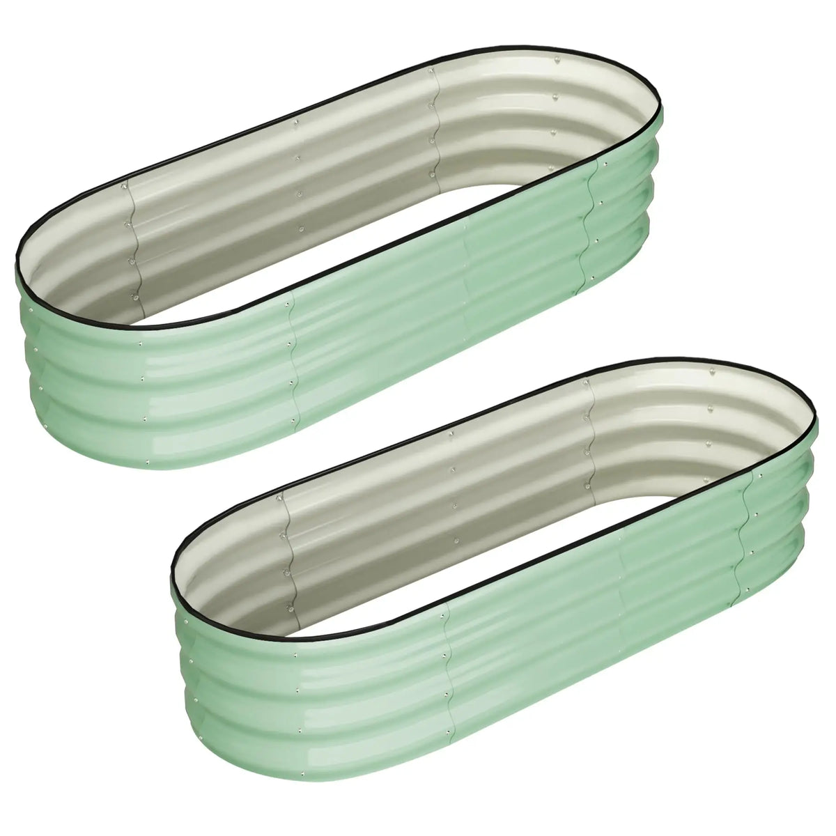 Himiss 2 Pack Galvanized Metal Oval Raised Garden Bed Planter