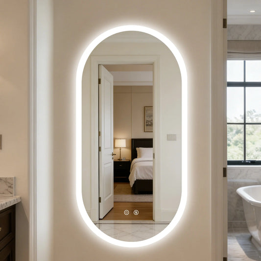 BORWART Modern LED Bathroom Mirror Anti Fog Dimmable Illuminated Vanity