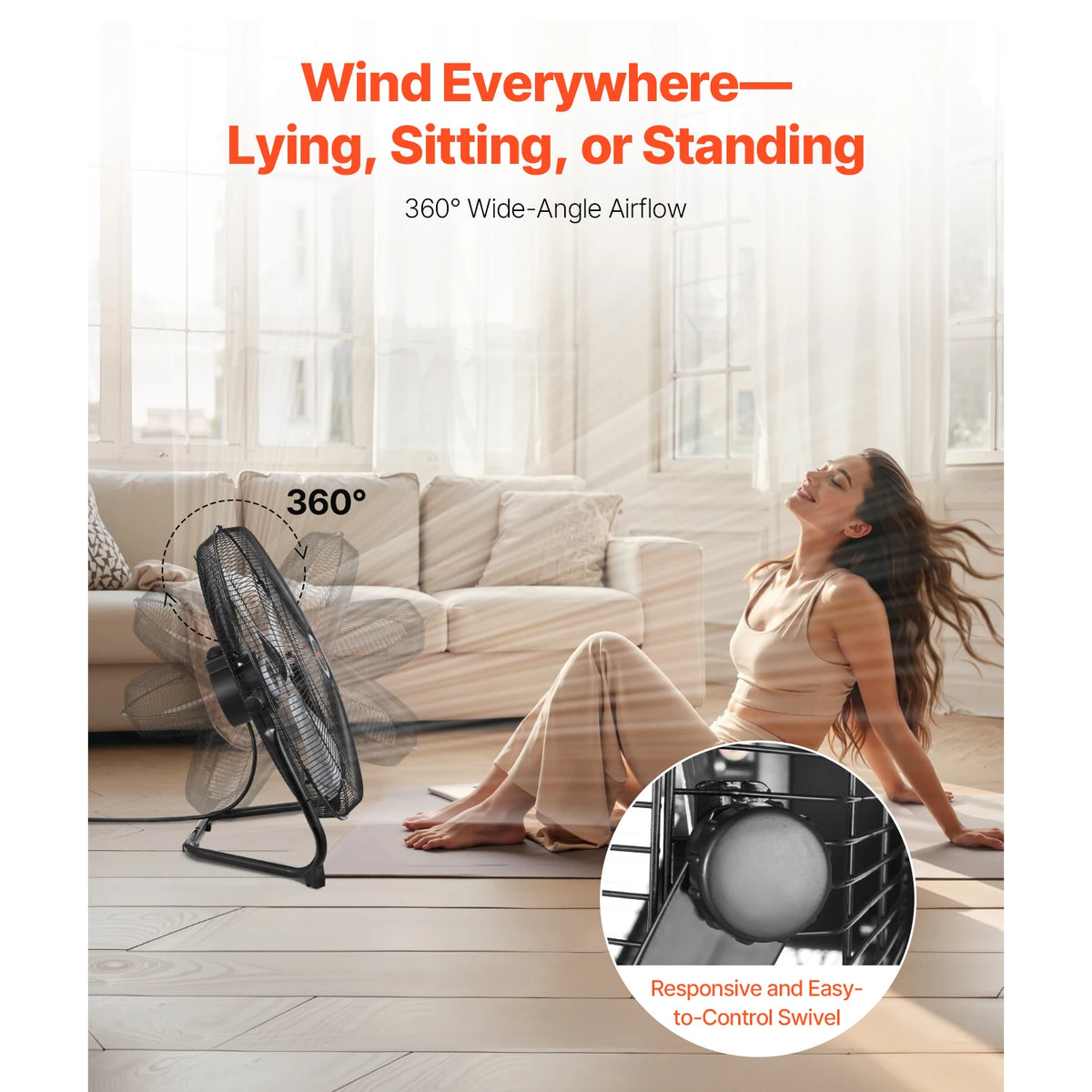 SucceBuy High Velocity Industrial Floor Fan With Adjustable Tilt