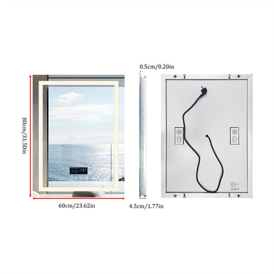 Borwart Smart LED Wall Mount Bathroom Mirror Bluetooth Defogging Tech