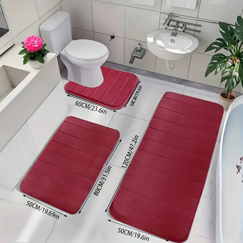 Memory Foam Bath Rug Set Non Slip Plush Bathroom Mats