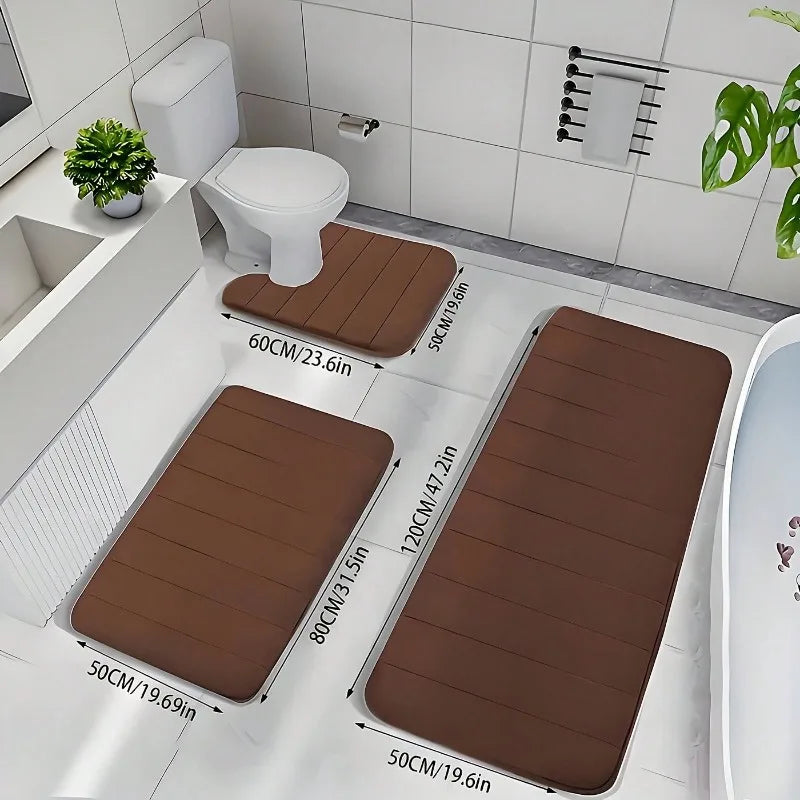 Memory Foam Bath Rug Set Non Slip Plush Bathroom Mats