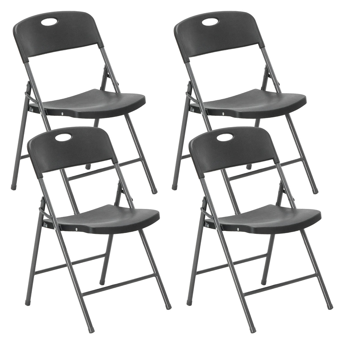 JHK Stackable Folding Chairs Ergonomic Heavy Duty Plastic And Metal For Home Dining