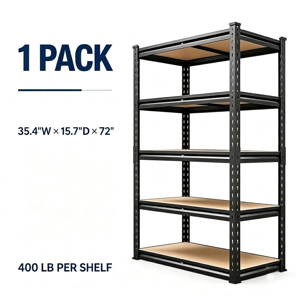 Five Tier Adjustable Metal Utility Shelving Storage Rack