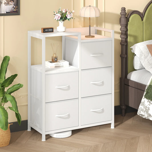 JHK Fabric Drawer Storage Tower With Raised Shelf Metal Frame