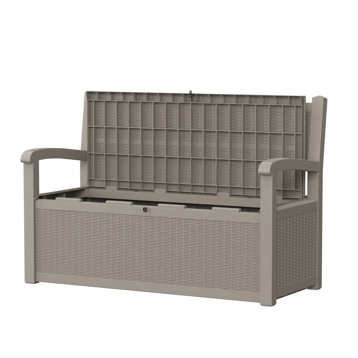 Outdoor Wicker Look Resin Patio Storage Bench For Garden Backyard Poolside