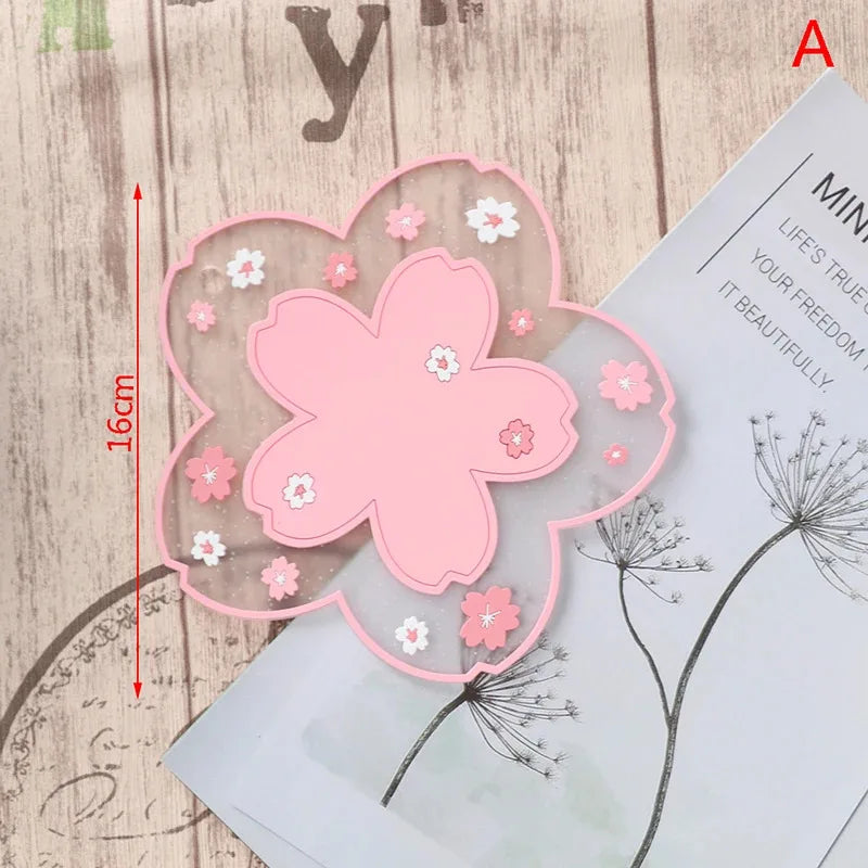 Silicone Cherry Blossom Heat Resistant Dining Table Mat And Coaster