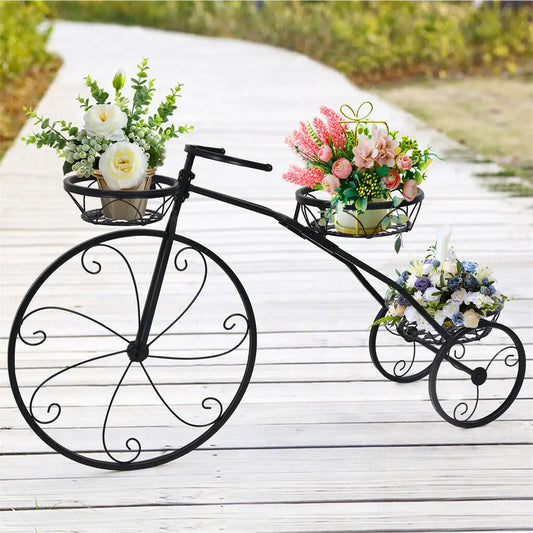 Wisfor 3 Tier Bicycle Metal Plant Stand Flower Pot Holder Garden Decor Organizer Rack