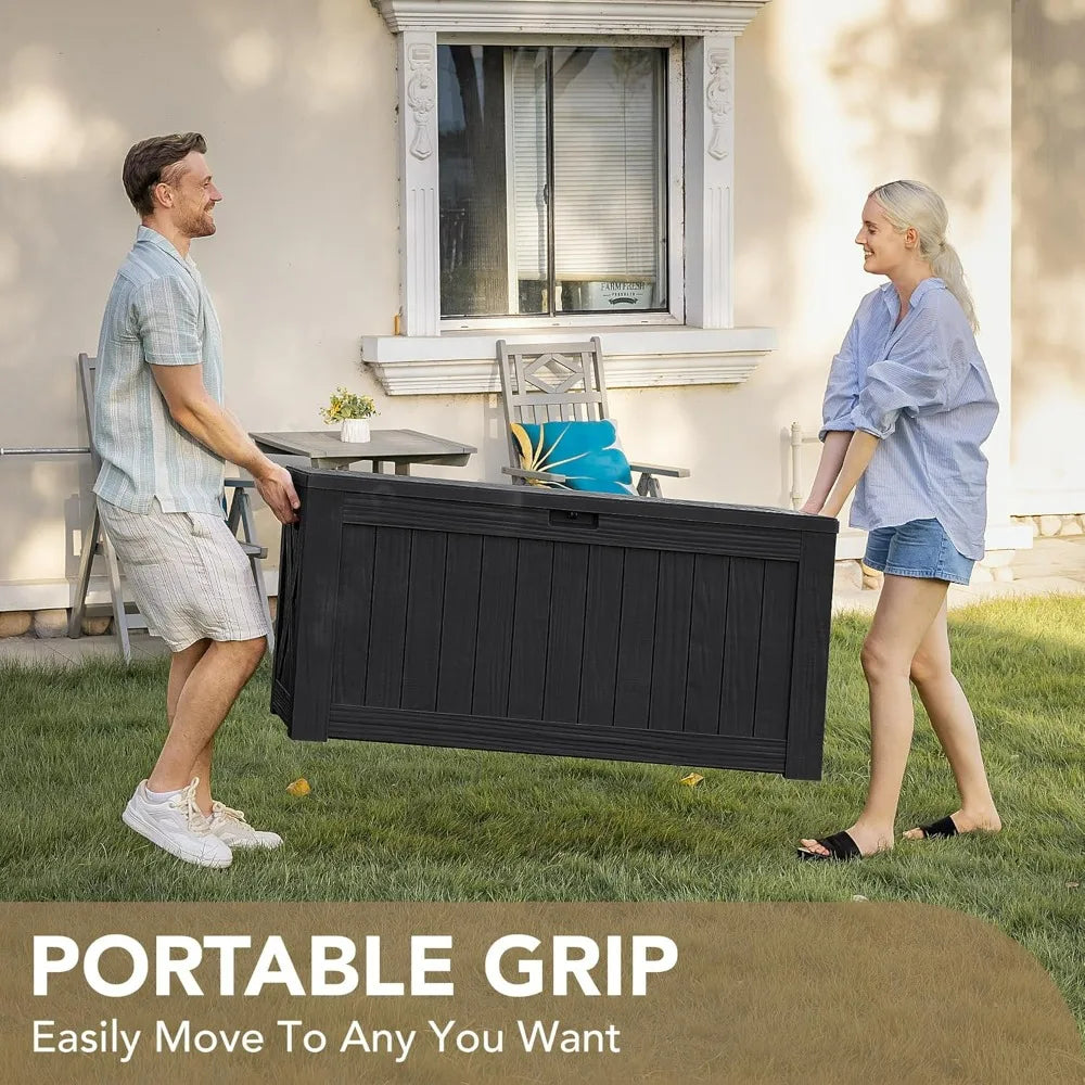 Devoko 120 Gallon Outdoor Storage Bench Waterproof Resin Deck Box