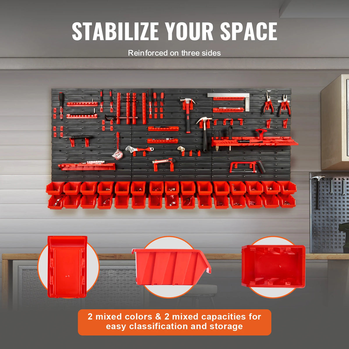 Succebuy Wall Mounted Plastic Storage Bins Parts Rack Organizer