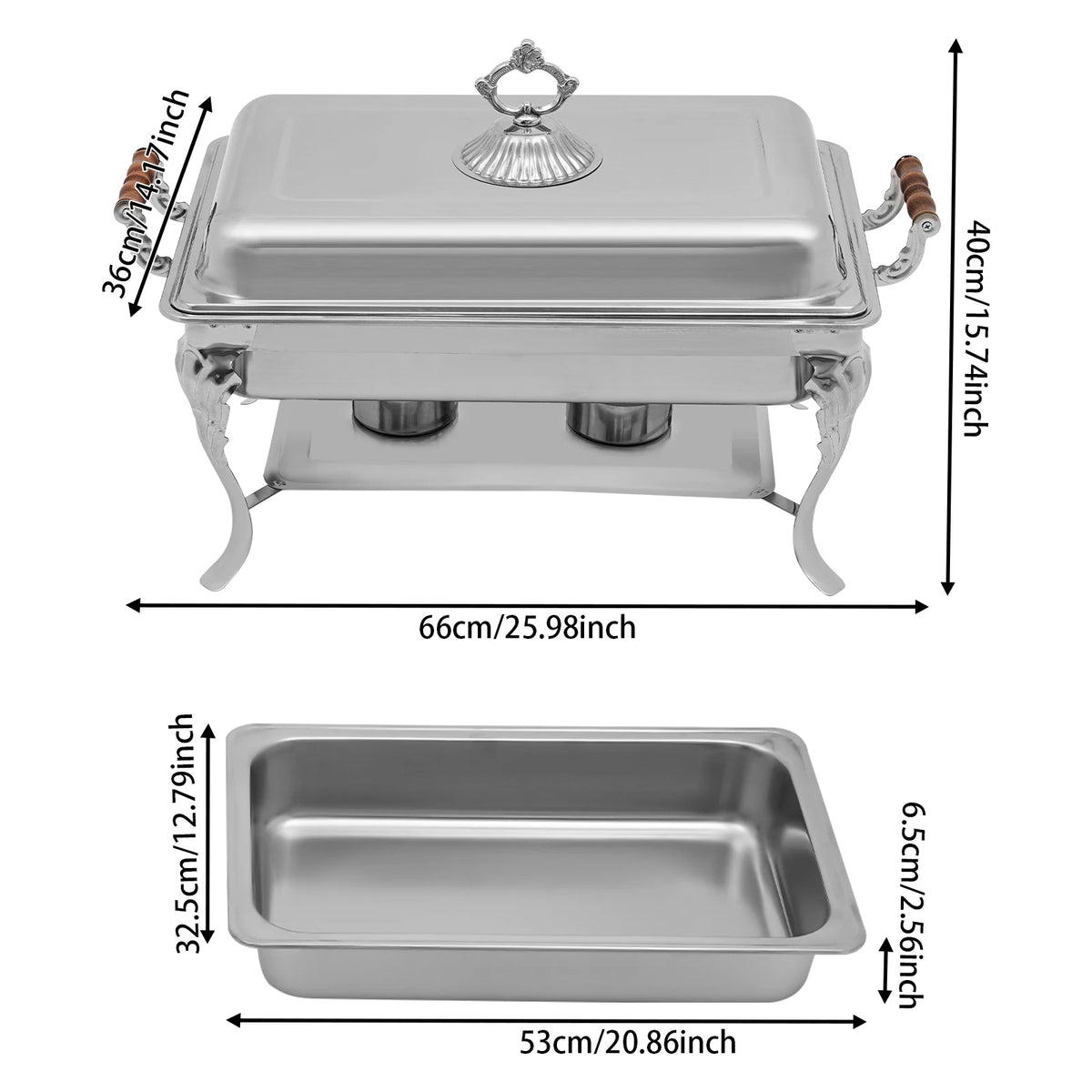Bymaocar Stainless Steel Single Burner Chafing Dish Food Warmer