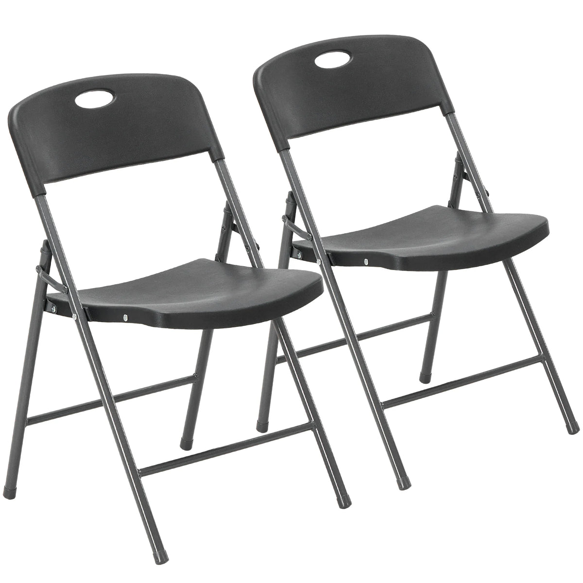 JHK Stackable Folding Chairs Ergonomic Heavy Duty Plastic And Metal For Home Dining