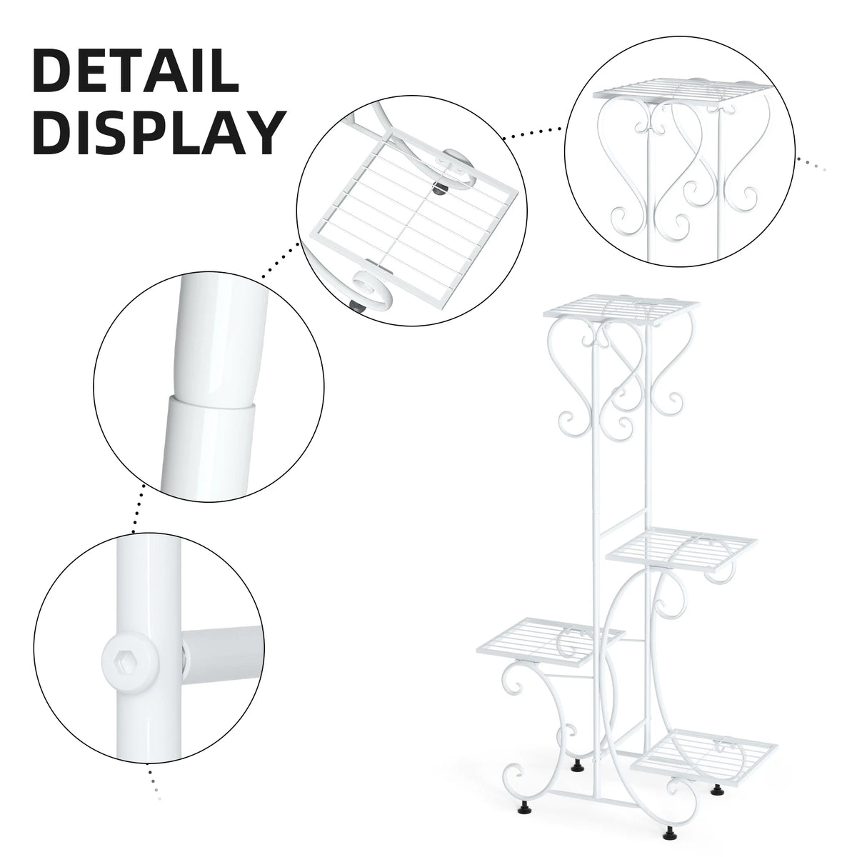 4 Tier Metal Plant Stand for Indoor Outdoor Flower Pot Display Rack