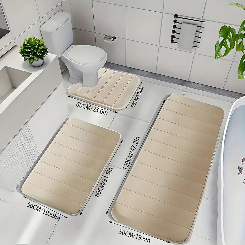 Memory Foam Bath Rug Set Non Slip Plush Bathroom Mats