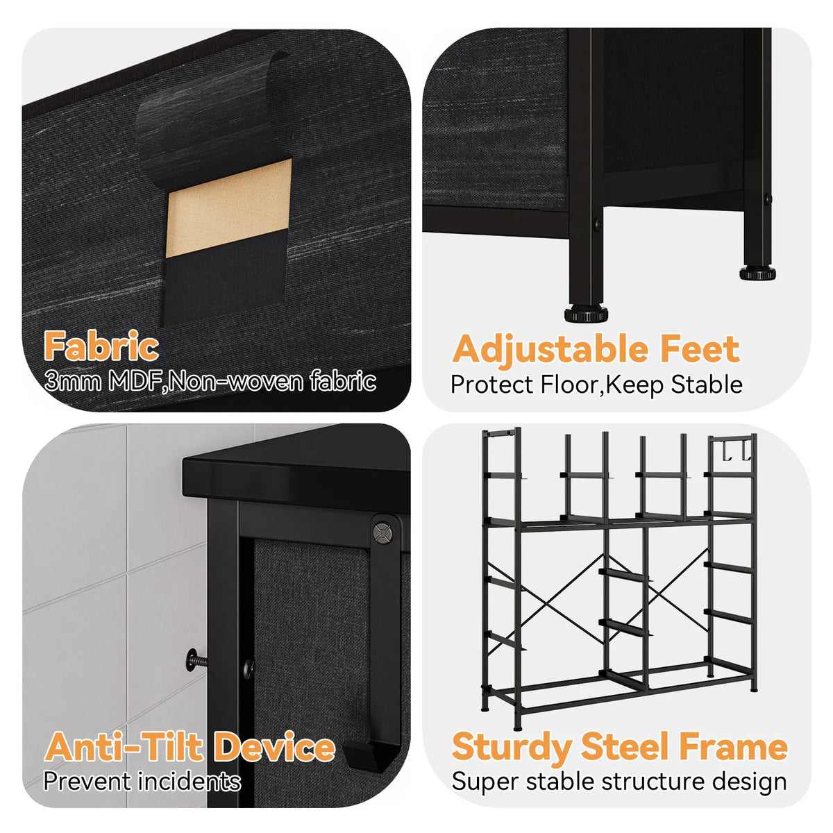 Himiss 12 Drawer Dresser With Metal Frame And Wood Top For Bedroom