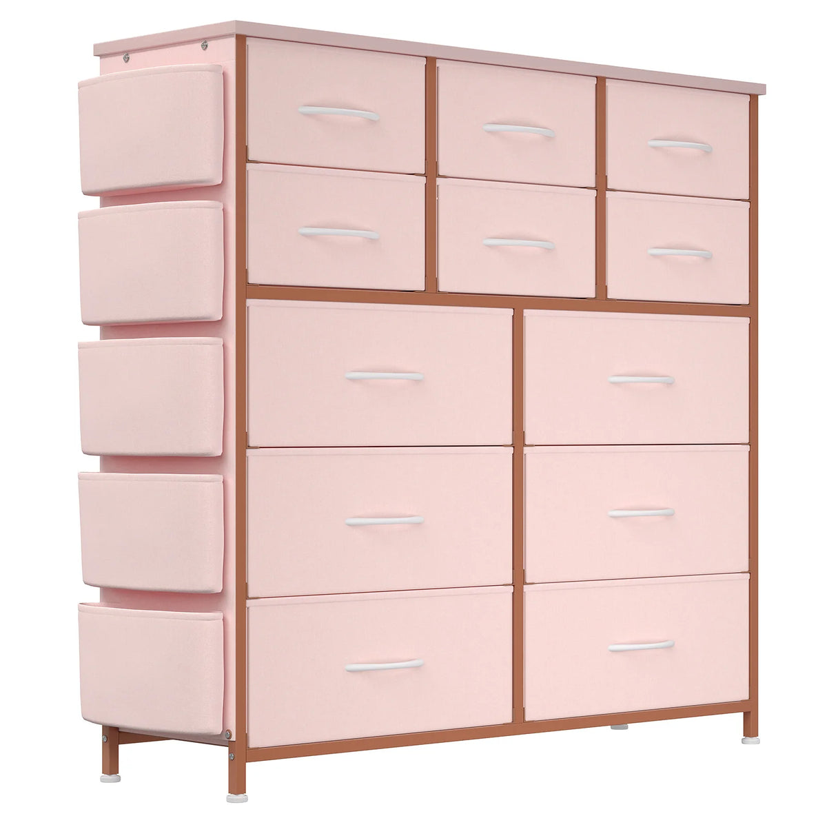 Himiss 12 Drawer Dresser With Metal Frame And Wood Top For Bedroom