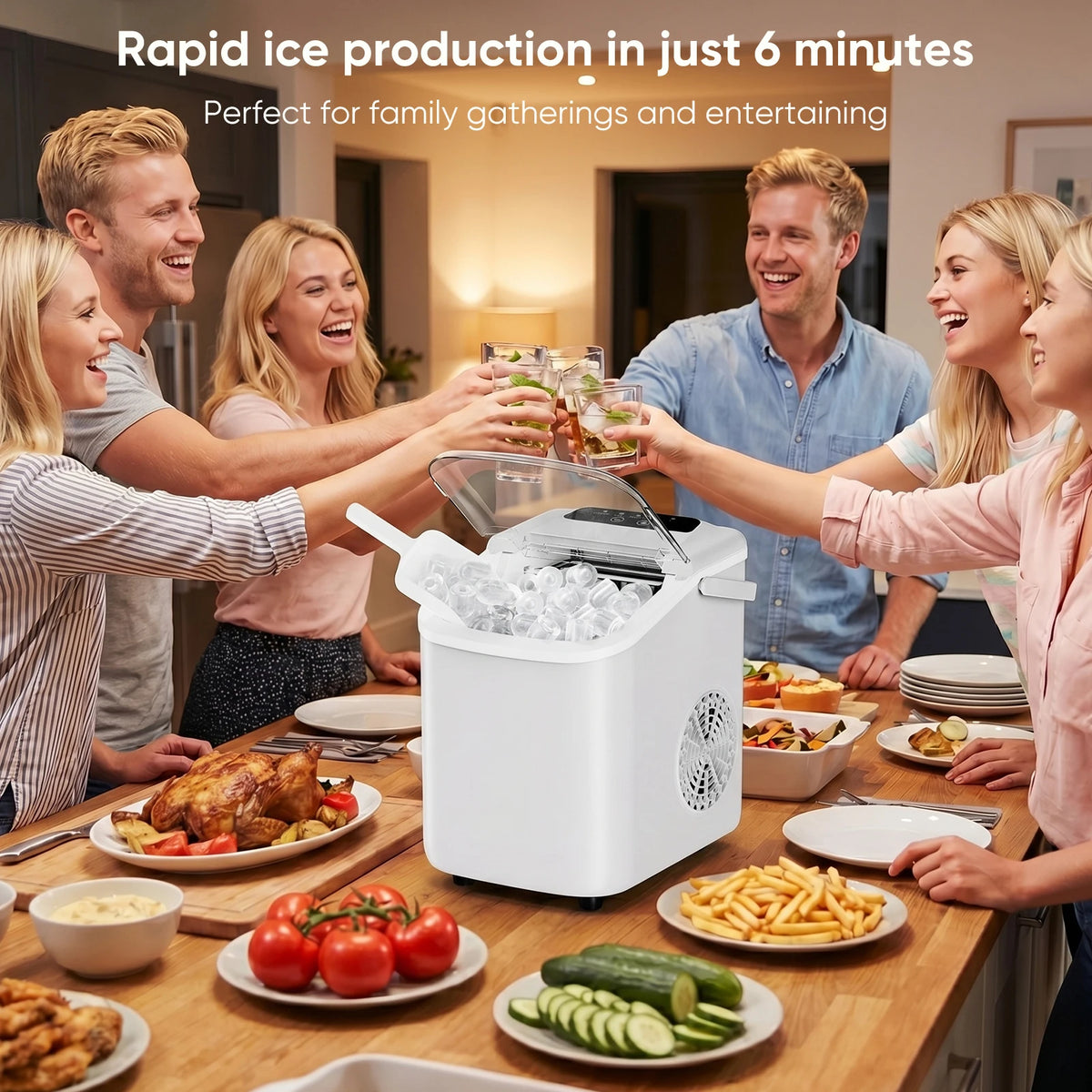 Jhk Portable Countertop Ice Maker With Convenient Carry Handle