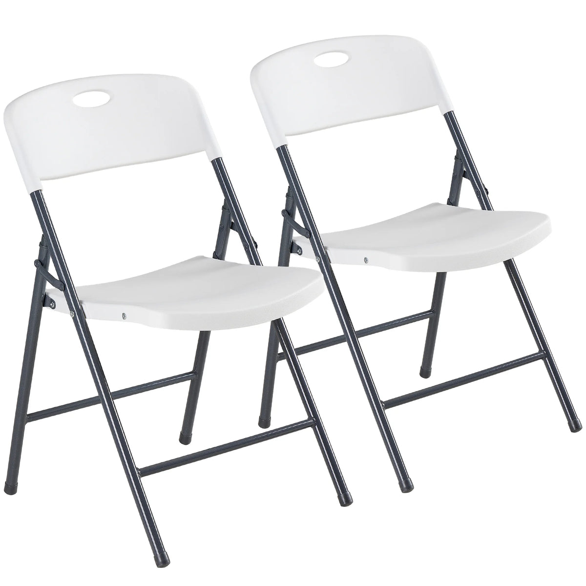 JHK Stackable Folding Chairs Ergonomic Heavy Duty Plastic And Metal For Home Dining