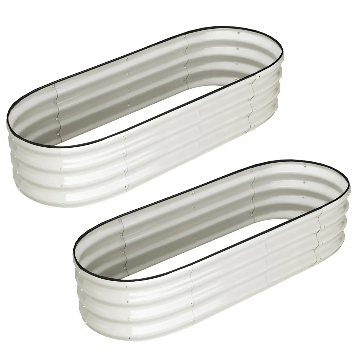 Himiss 2 Pack Galvanized Metal Oval Raised Garden Bed Planter