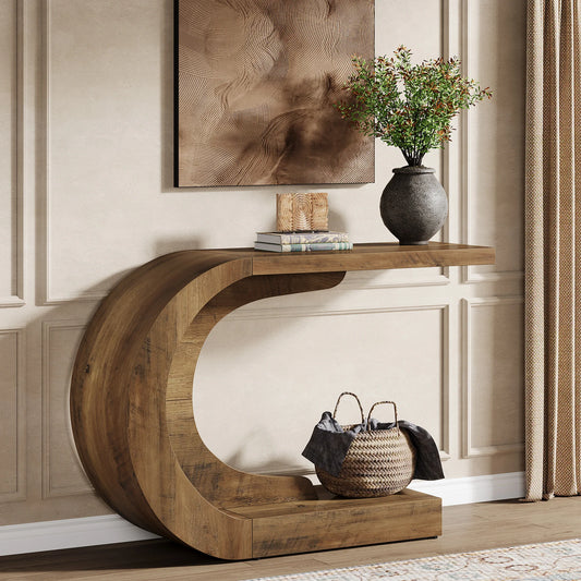 Tribesigns Mid-Century Modern Wooden Console Table With Storage