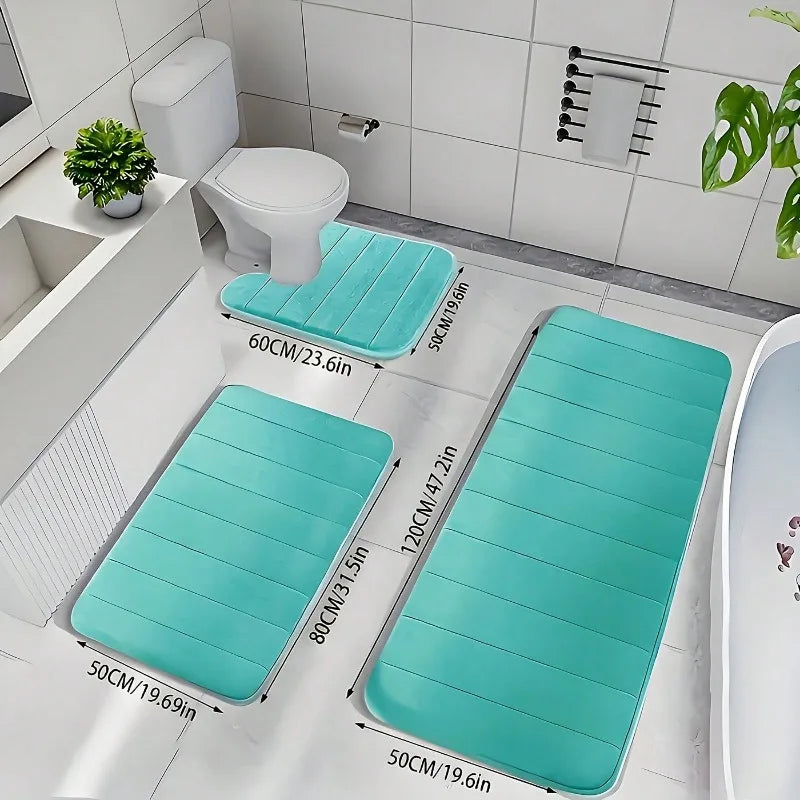 Memory Foam Bath Rug Set Non Slip Plush Bathroom Mats