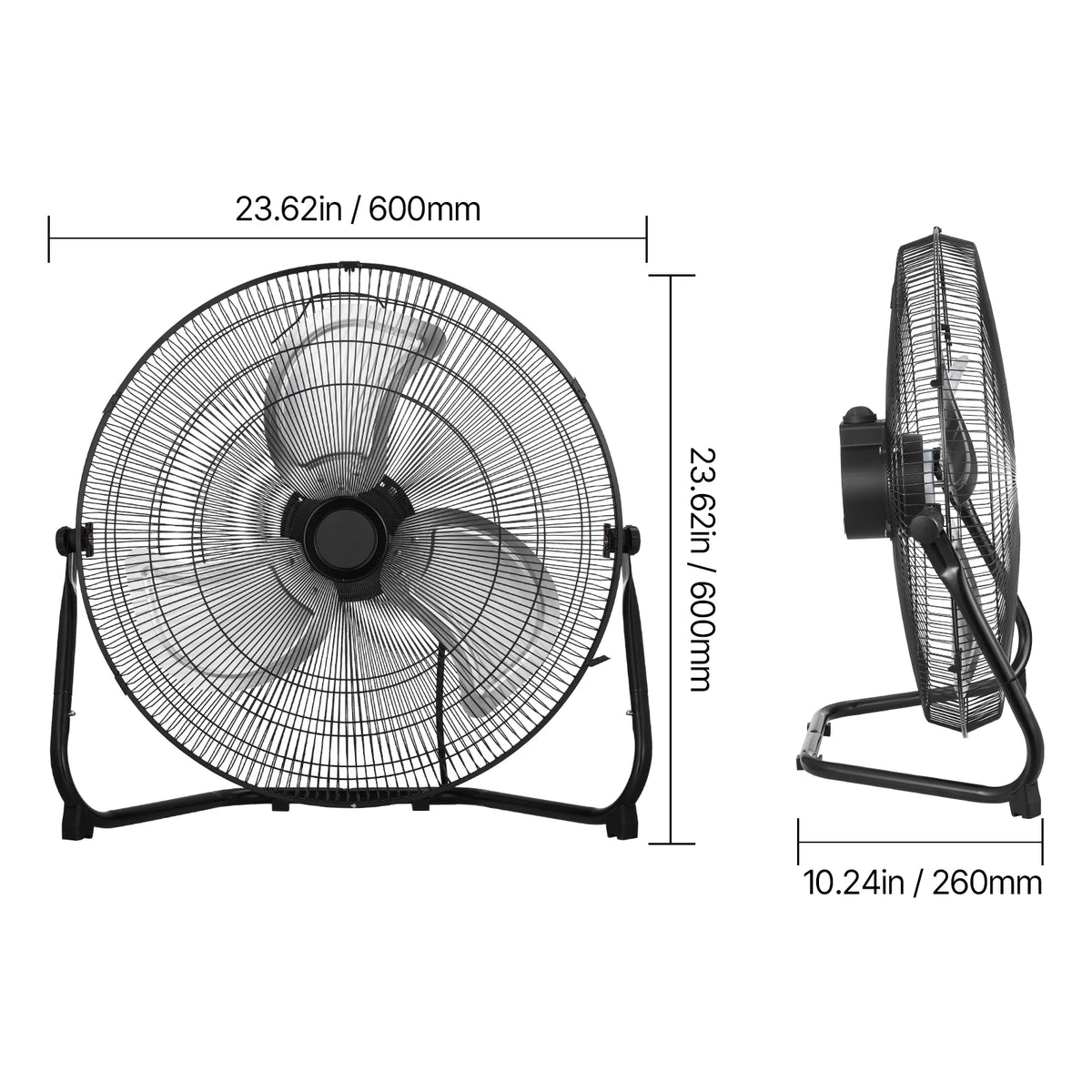 SucceBuy High Velocity Industrial Floor Fan With Adjustable Tilt