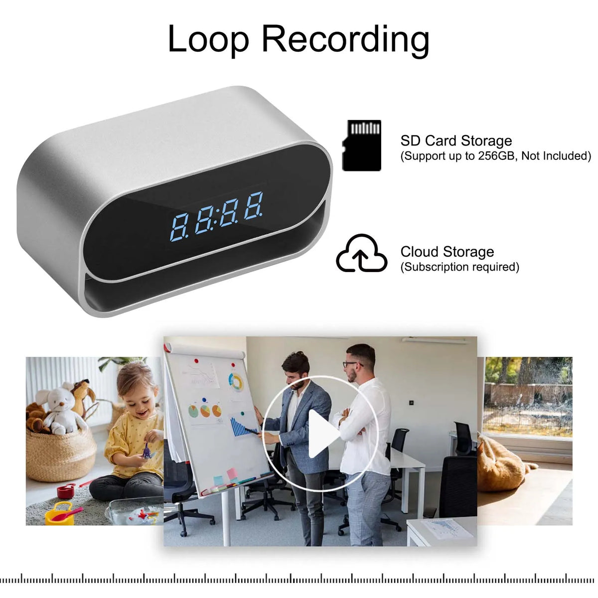 Ouvis 4K HD Clock Camera Featuring Night Vision Motion Detection