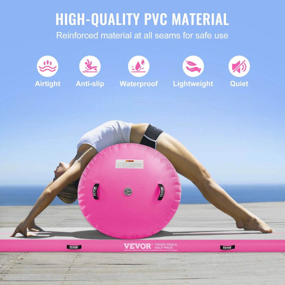 SucceBuy Inflatable Gymnastics Tumble Track Mat With Electric Pump