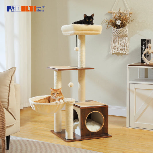PAWZ Road Modern Cat Tree With Cozy Condo And Posts